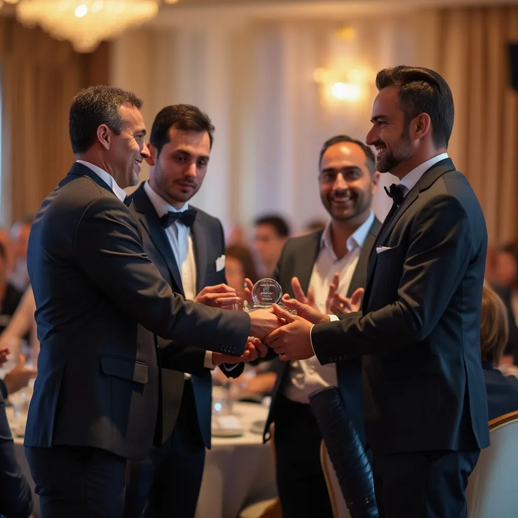Equipo de FinanzAr recibiendo premio de excelencia financiera